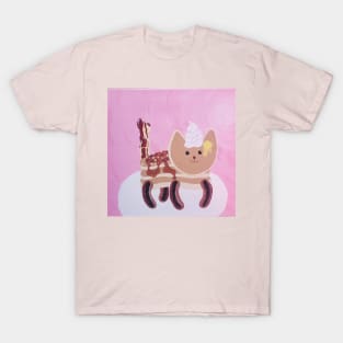 Original Breakfast Cat w/ Painted Background T-Shirt